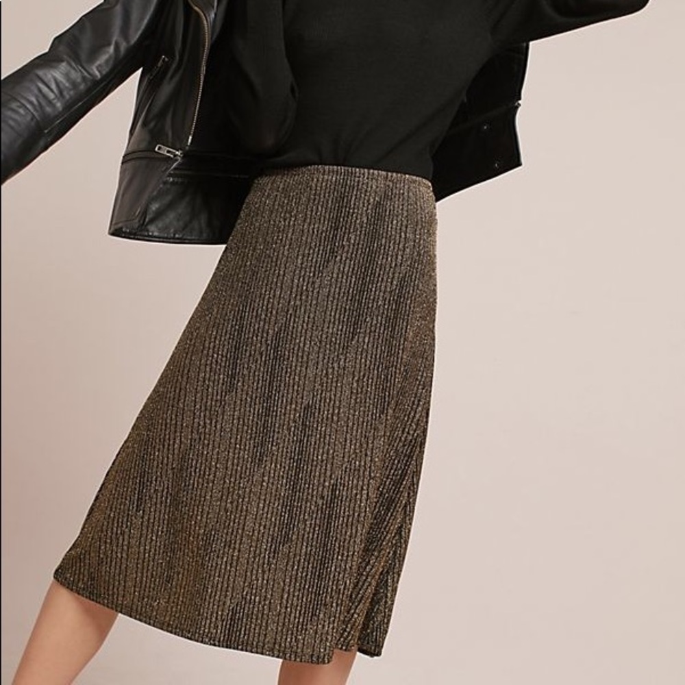 Anthropologie Isla Maude Gold Metallic Skirt
